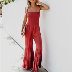 Vici Red Jumpsuit with flowy legs